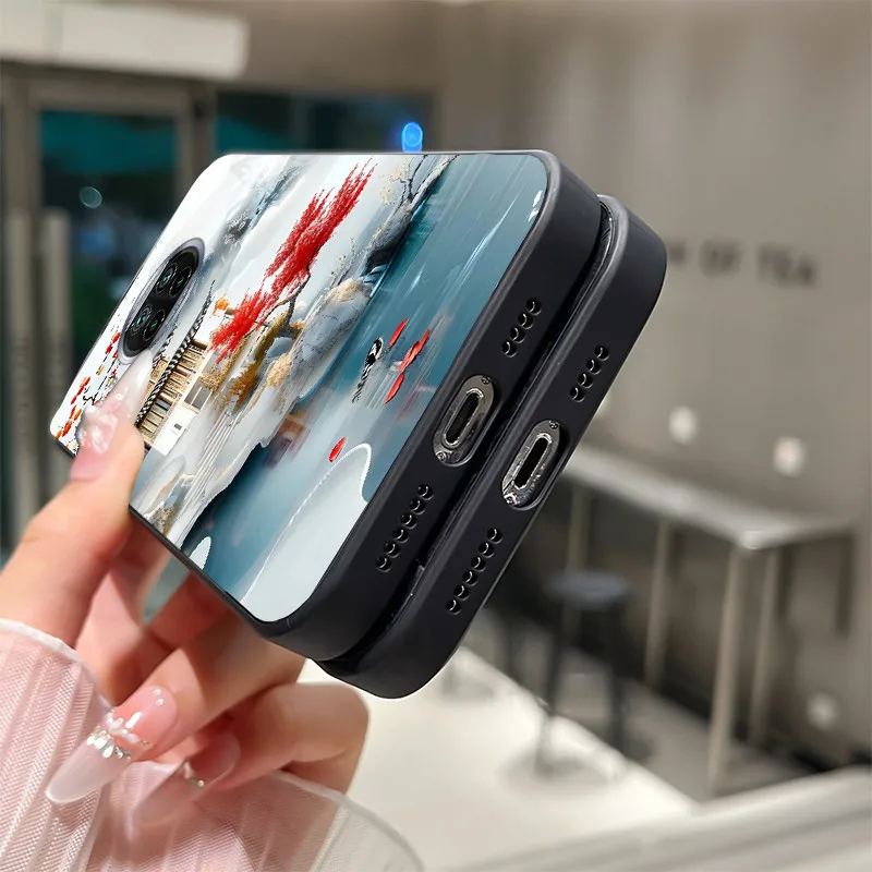 Schöne Blume Niedliche Cartoon-Katzen Hülle Für Xiaomi Mi 10T Lite 10i 5G Gehärtetes Glas Handyhülle Schutzhülle Rückseite Hartschale