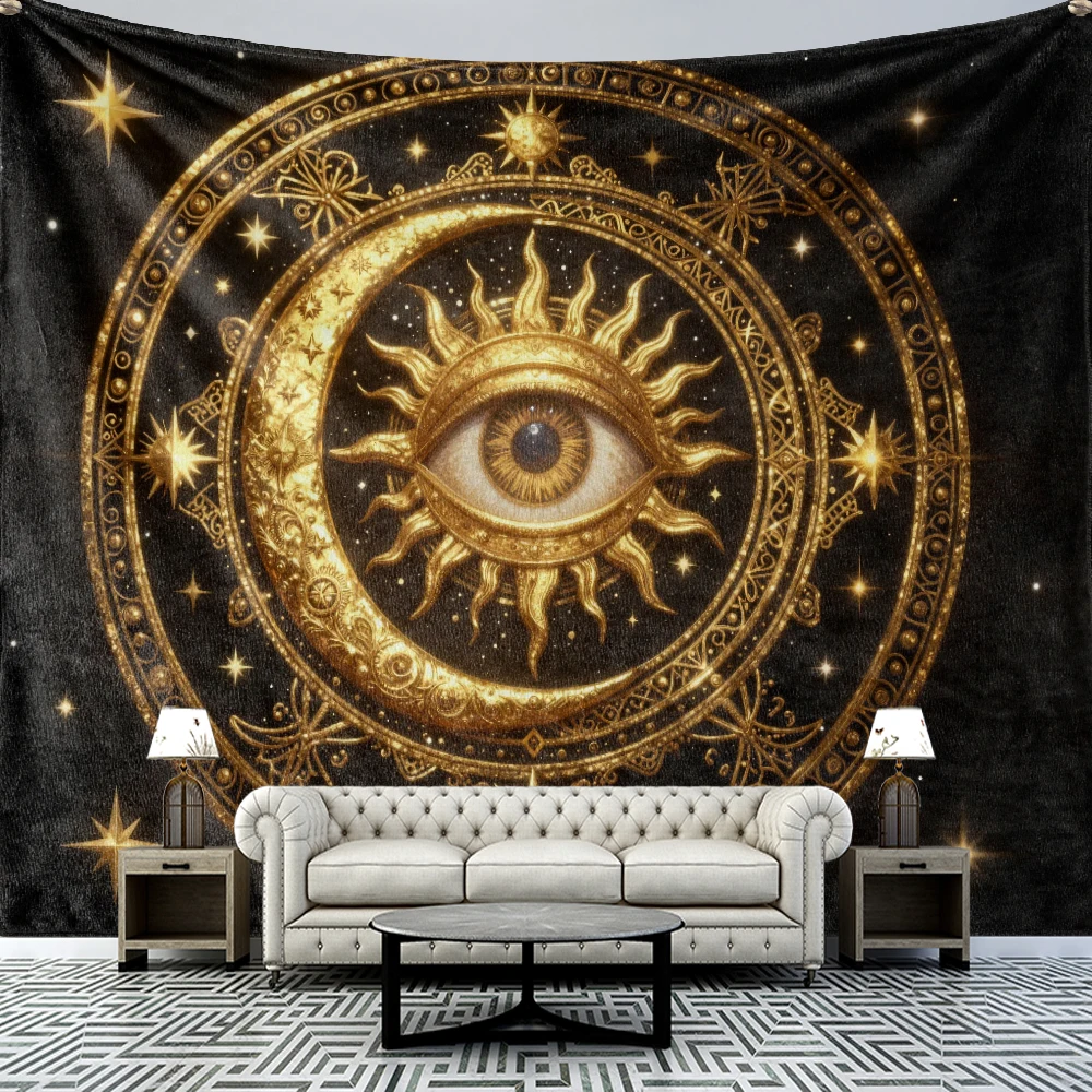 Bohemian Tarot Eye Tapestry 2D Printing Cleaning Suitable for Bedroom, Study, Living Room Wall Decoration