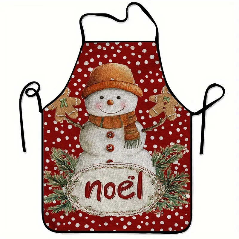 

1 шт. кавайный ретро рождественский фартук с принтом снеговика, модный унисекс фартук для домашней работы для приготовления пищи, прочный и легко чистится