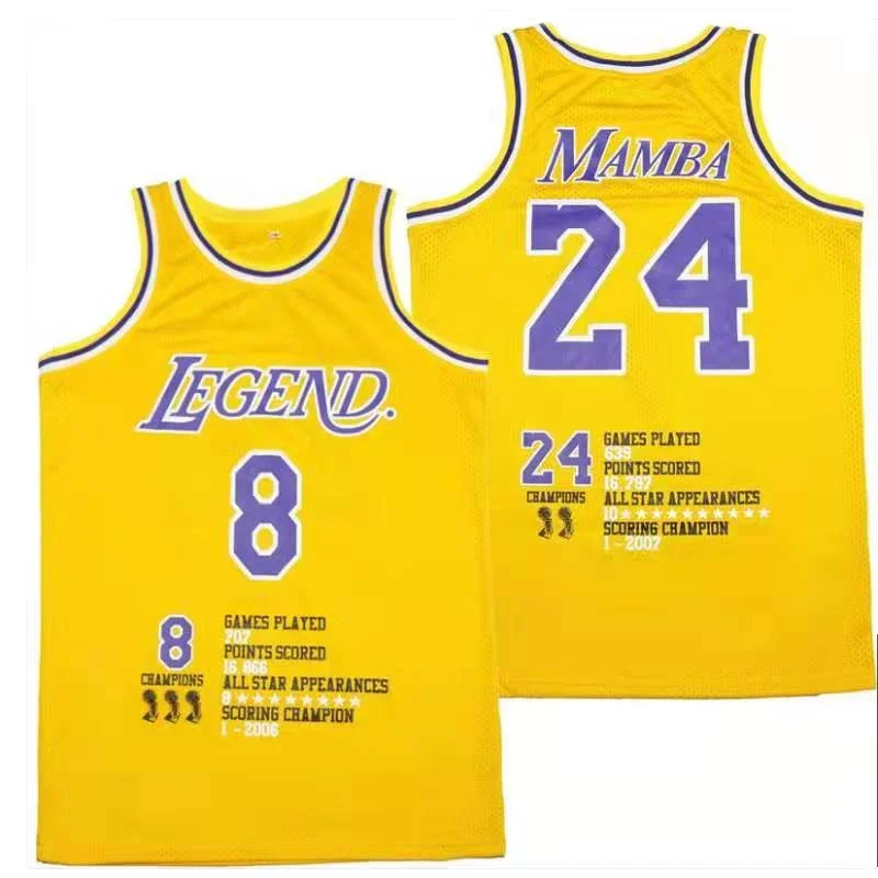 Basketball jerseys MAMBA 24 BRYANT jersey High quality Sewing Embroidery Outdoor sportswear Hip Hop Movie 2024 Black yellow