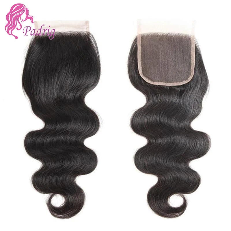 4x4 Body Wave Lace Clsoure Pre-Plucked Transparent Lace Brazilian Remy Hair Full End 10-20 Inch 180% Density Natural Color