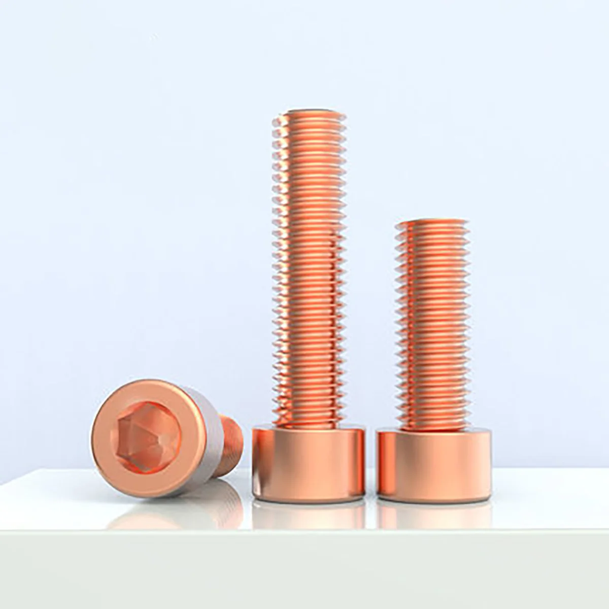 Red Copper Cup Head / Cylindrical Head Hexagon Socket Bolt Screw M3-M8