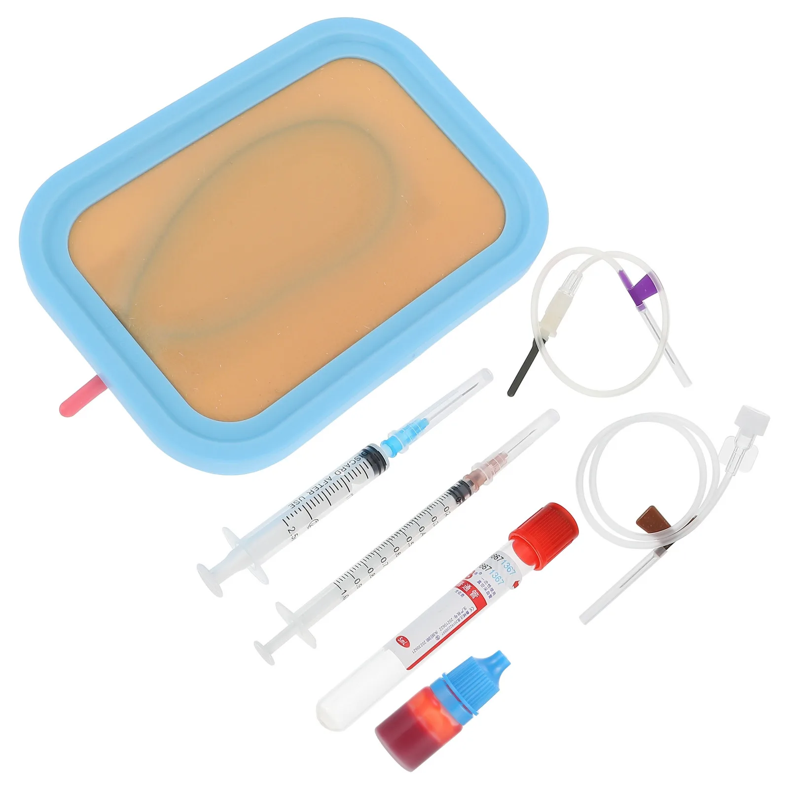 

Тренажер для инъекций: силиконовая кожа для венепункции с имитацией кровотока для внутривенных инфузий и отработки навыков наложения швов, портативный, для студентов-медиков