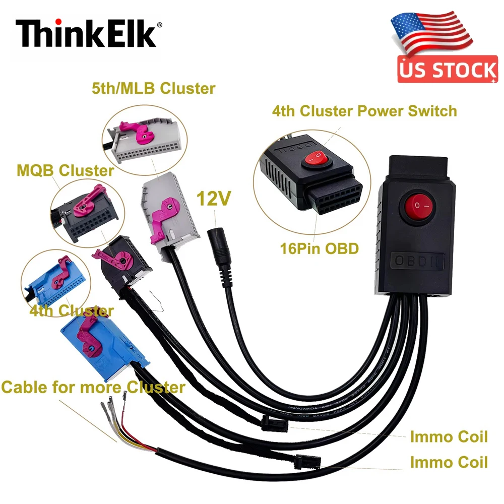 MQB Cluster 12V Power Test Cable 5th Cluster Cable 4th ID48 Key Program Cable MQB NEC35XX Cable MQB48 Instrument Cable Fit VVDI2