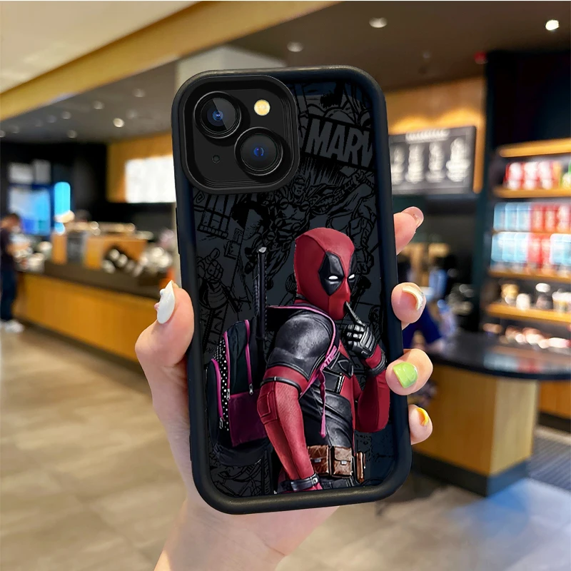 Funda de teléfono de Deadpool de Marvel, carcasa protectora a prueba de golpes para iPhone 16, 15, 14, 13, 12, 11 Pro Max, 16, 15, 14, 8, 7 Plus, X,