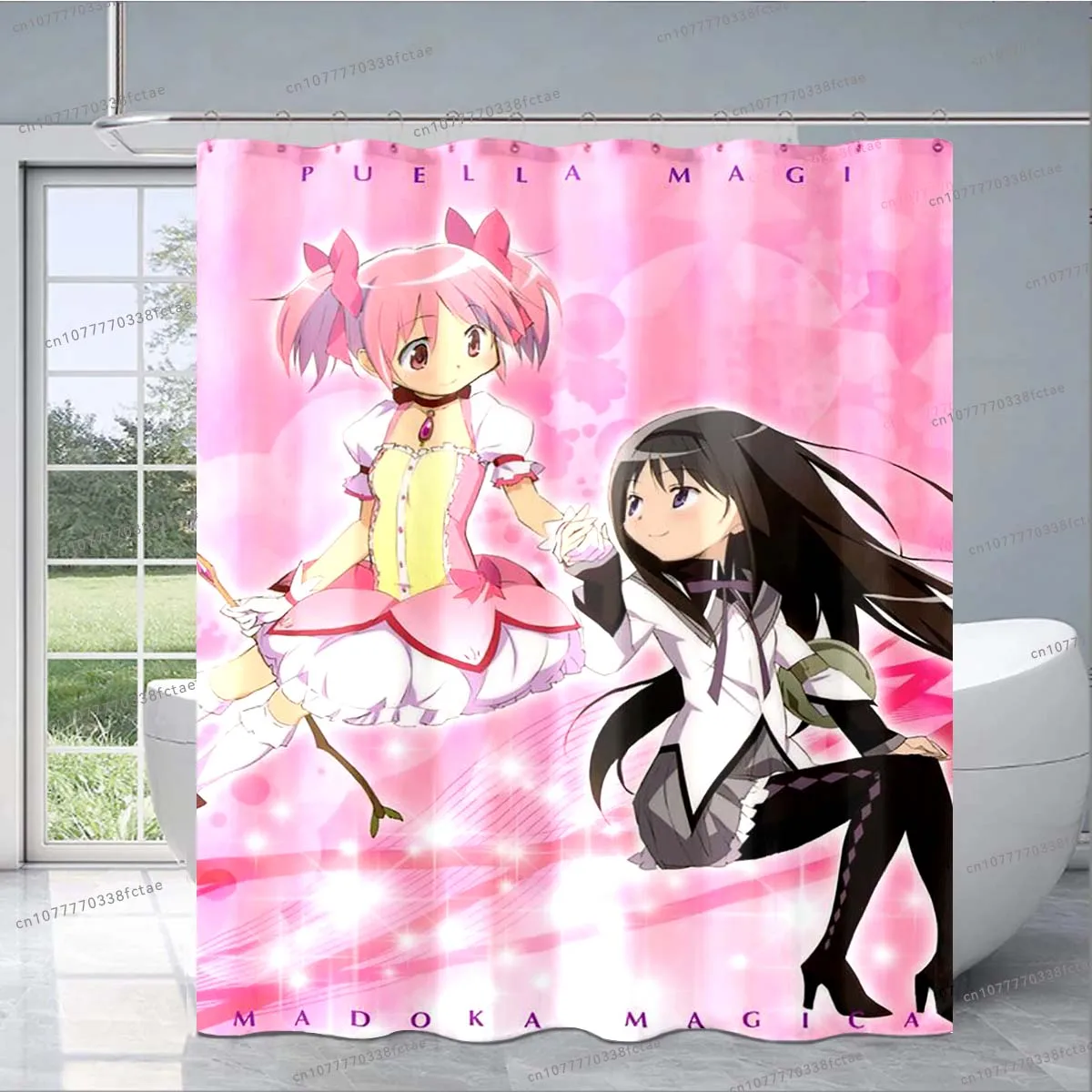 Puella Magi Madoka Magica Shower Curtain Pink Kawaii Anime Pattern Shower Curtain Adult Kid's Bathroom Decoration Shower Curtain