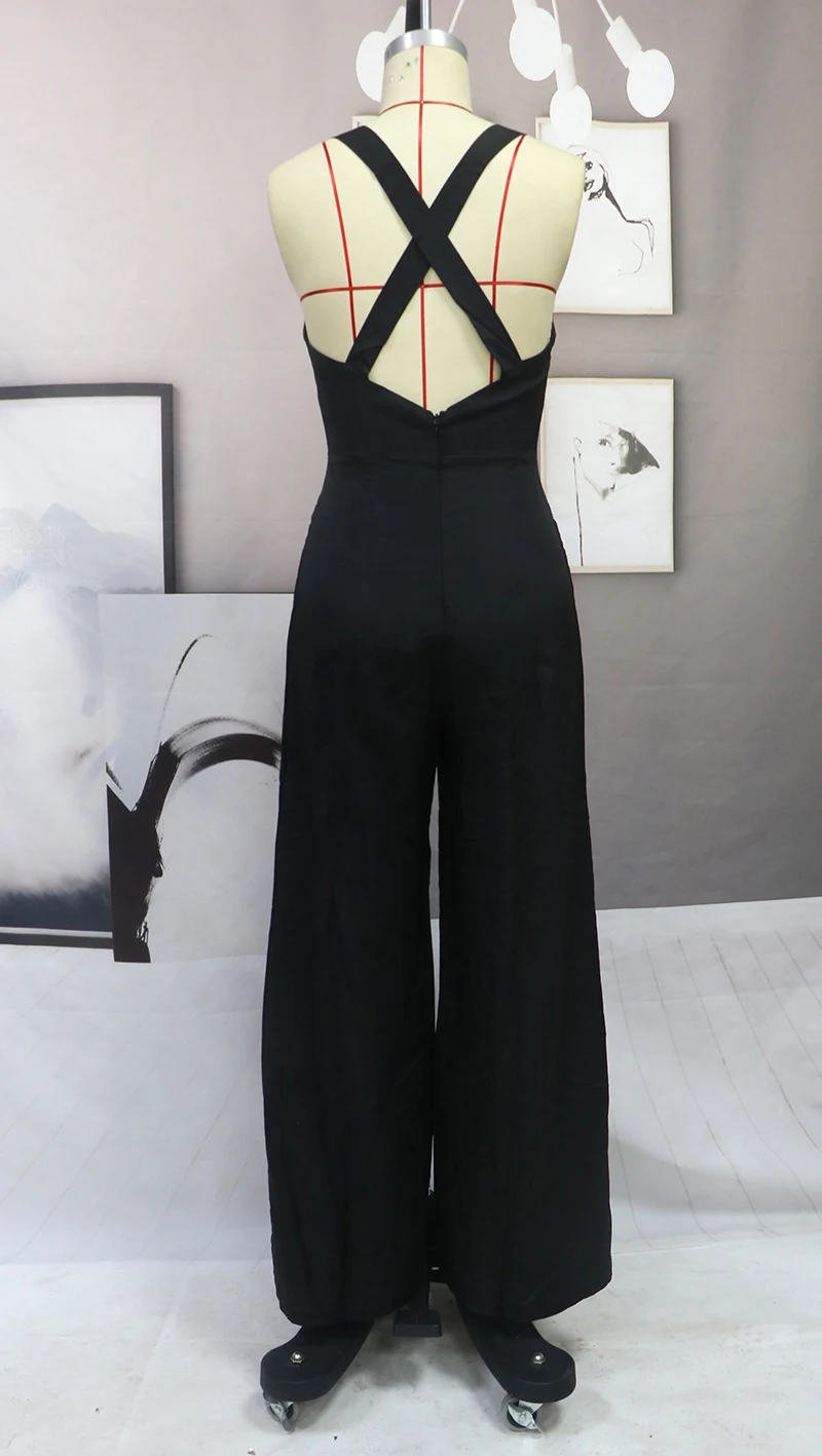 Mono informal con tirantes para mujer, vestido Sexy sin espalda, elegante, entrecruzado, sin mangas