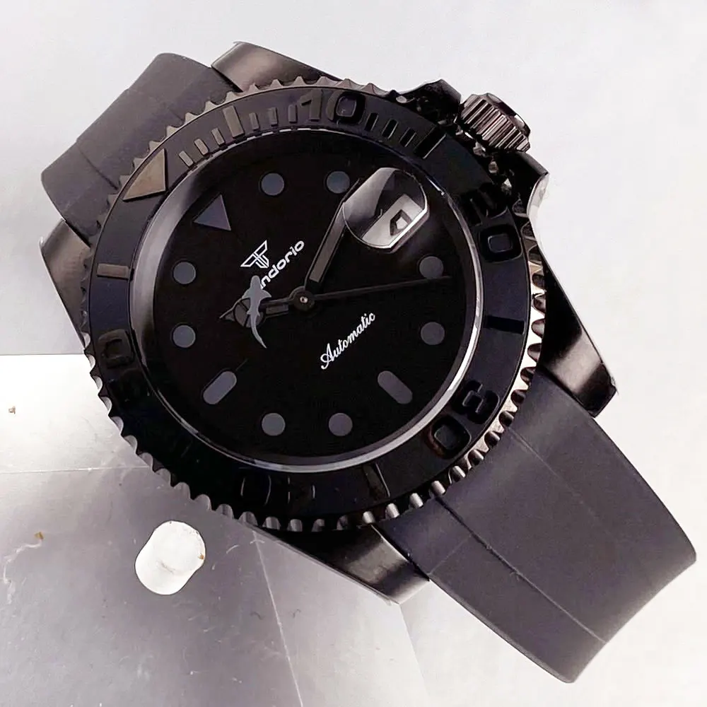 

Tandorio Classic Black Diver 40mm Shark Hands PVD Coating Sapphire Glass 200m Waterproof Japan NH35A Automatic Mechanical Watch