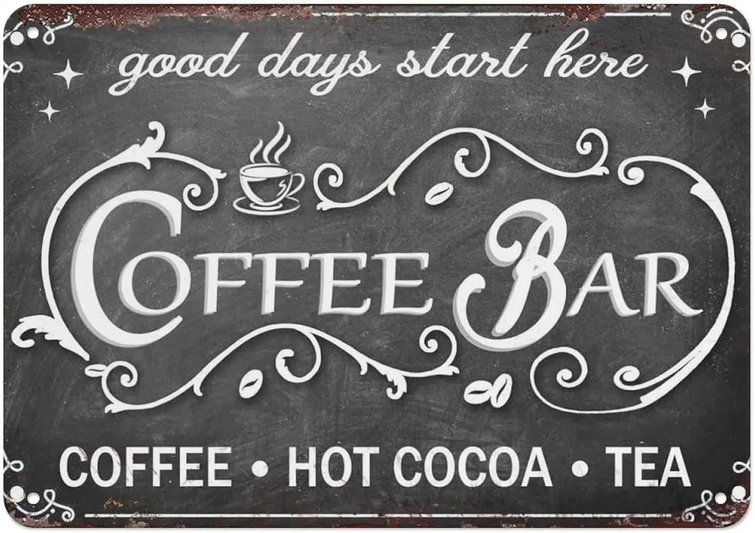 Letrero Vintage para Cafetería, Letrero Metálico de Chocolate Caliente, Accesorios para Barra de Té, Decoración para Rincón de Café en Casa, Decoración de Pared para Cafetería