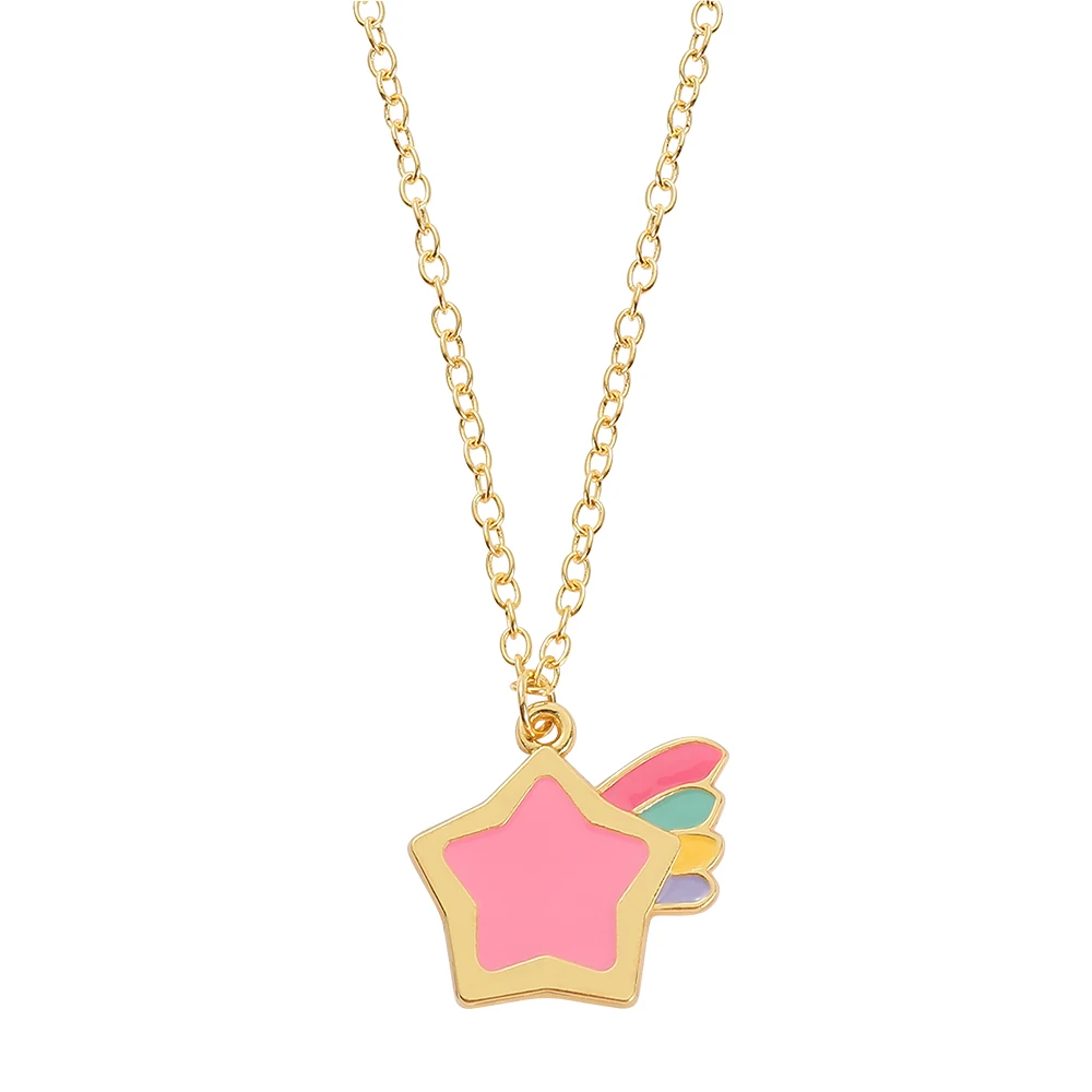 Fashion Rainbow Star Necklaces Colorful Enamel Gold Plated Cute Meteor Pendant Jewelry For Women And Girls Accessories Gifts