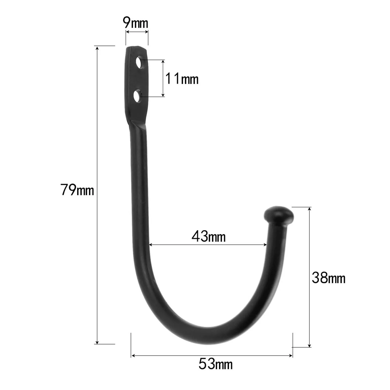 79*53mm Black Zinc Alloy Wall Door Bath Coat Hook Hanger Pot Handbag Bag Hanger Hooks Furniture Hardware