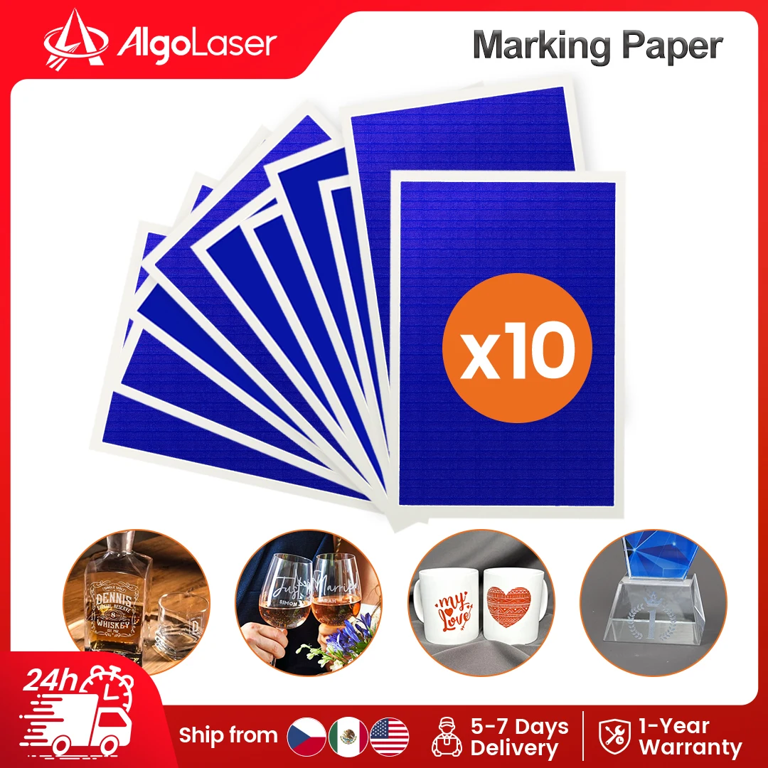 10 Sheets Blue Masking Vinyl Paper Laser Engraving Mask Tape for Ceramic Glass Stone Transparent Material Surface Engraving Marking Protection