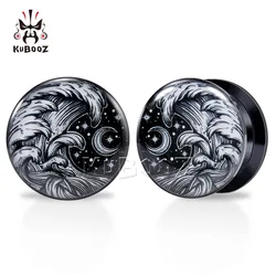 KUBOOZ Trend Acrylic Waves Moon Ear Plugs Tunnels Earring Gauges Body Piercing Jewelry Stretchers Expanders 6-30mm 2PCS