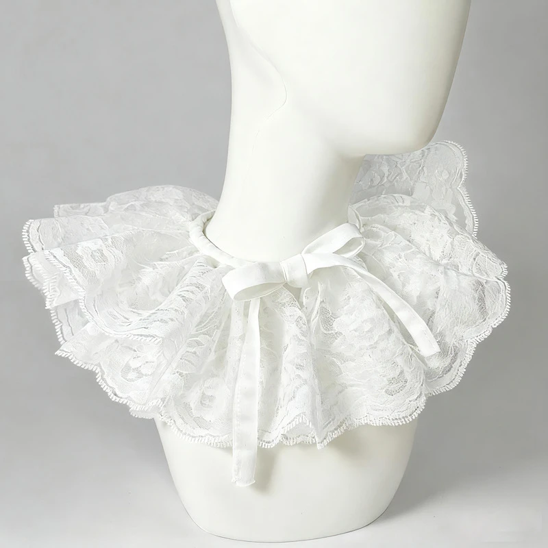 الدانتيل بلون التعادل متابعة وهمية طوق بلوزة تنورة الزخرفية برقبة Capelet الفتيات وشاح شال طوق للانفصال #3