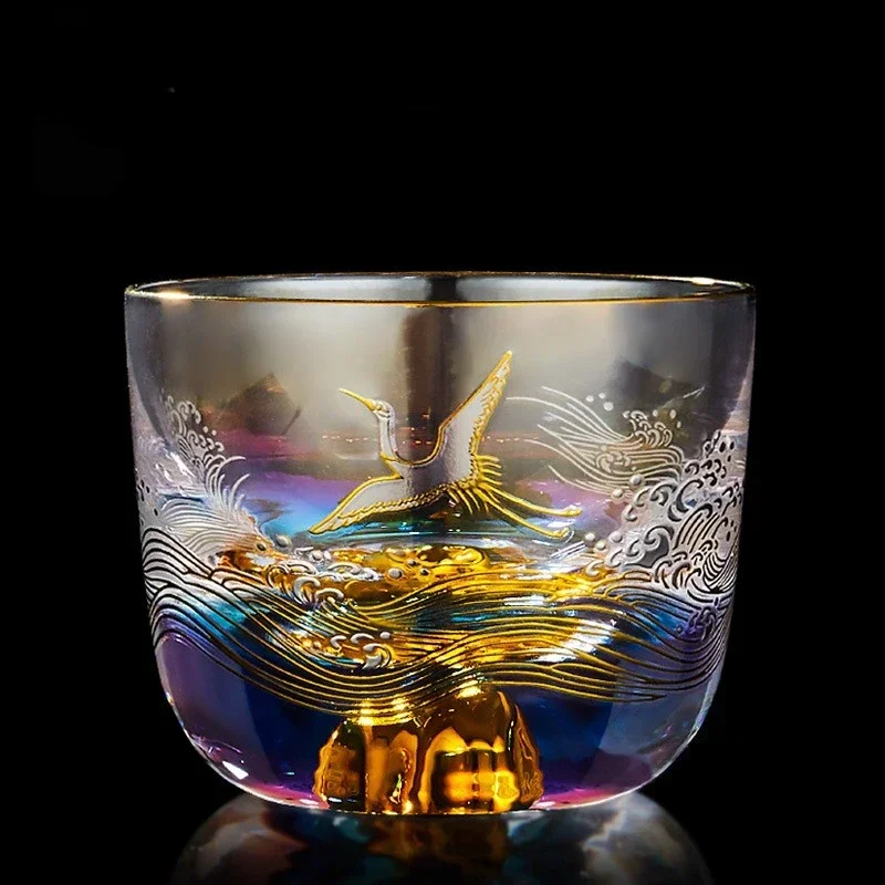 

Creative and Exquisite Gold and Silver Glass Tea Cup Single Cups Thickened Tea Cup Personal Special Tea Cup Master glass