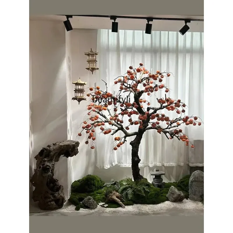 Y029   Emulational Fake Tree Wishing Tree Lucky Persimmon Floor Club Plant Landscaping New Chinese Style