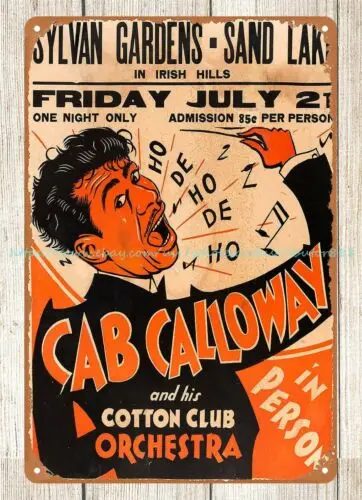 wall piece 1933 Cab Calloway Sylvan Gardens Concert Poster metal tin sign