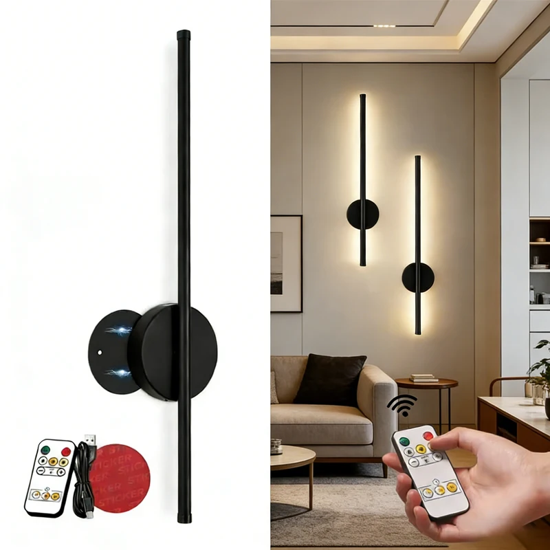 

50CM LED Rechargeable Wall Sconce Installation Free Touching Dimming For Living Room Sofe Hallway Bedroom Office Wall Decor Lamp