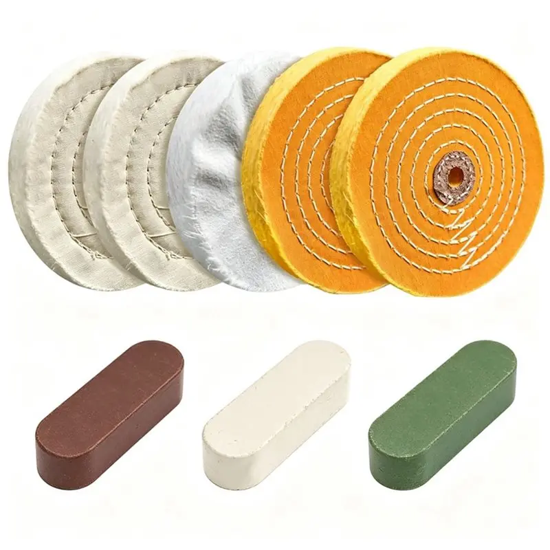 ABYN-For Bench Grinder 8 Pack 6 Inch Polishing Wheel, 1/2