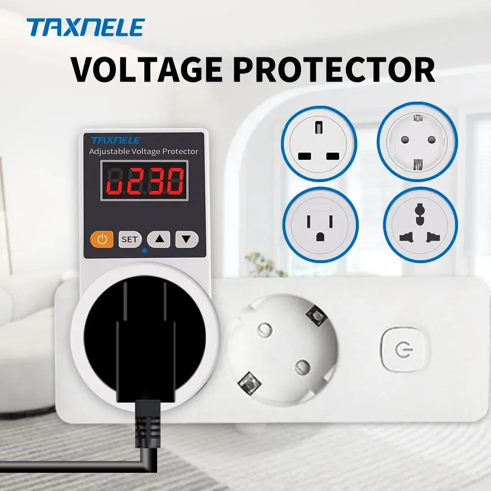 

Automatic Voltage Protector Socket AC 220V 16A Adjustable Power Surge Protector Universal/US/EU/UK Plug Voltage Safe Protector