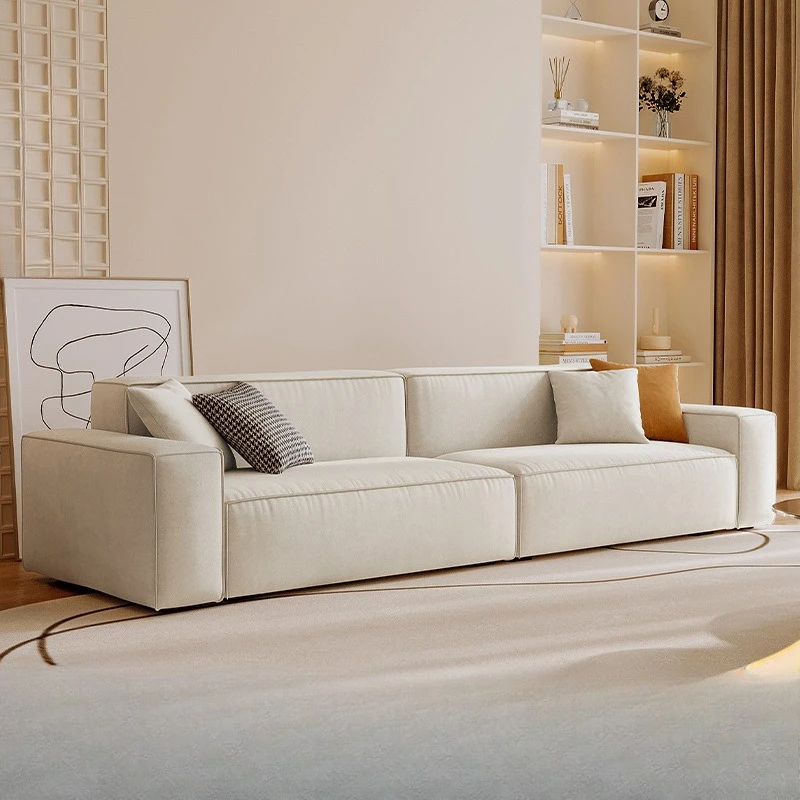 

Technology fabric sofa three-person small apartment living room cream wind square modern simple sofa
