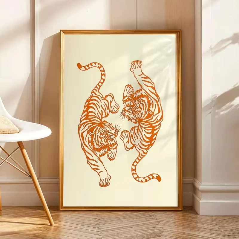 Modern Minimalist Tiger Artwork Wall Art Print Canvas Painting Poster Picture For Bedroom,Living Room Home Decor