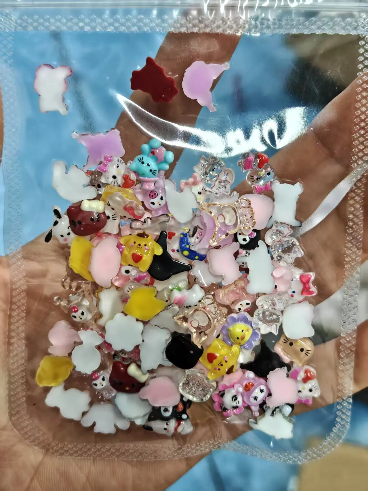 

100PCS Cute Cartoon Trio Hello Kitty Mixed Animal Resin Nail Stickers