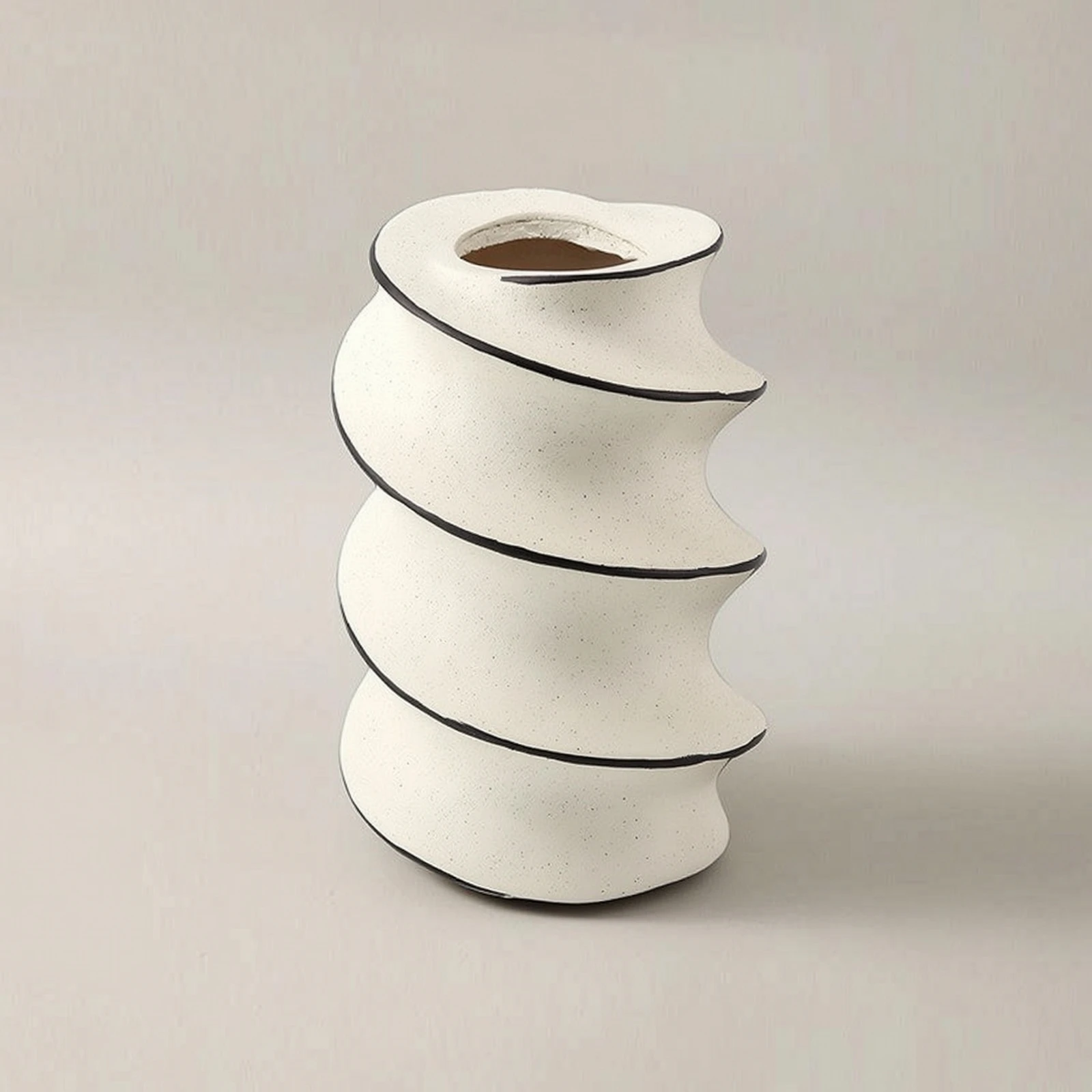 Twisted Vase Speckled Sculptural Vase Contemporary Stretched for Home Decor, Shelf