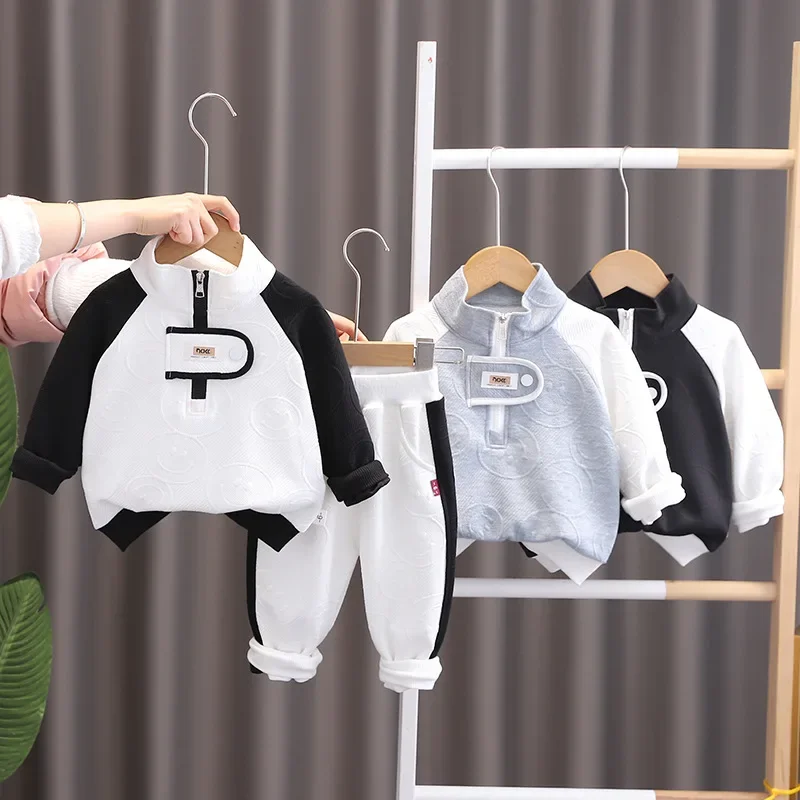 

New Baby Handsome Boy's Spring and Autumn Style Foreign Style Hoodie Two-piece Children's Spring Clothes Kids Clothes