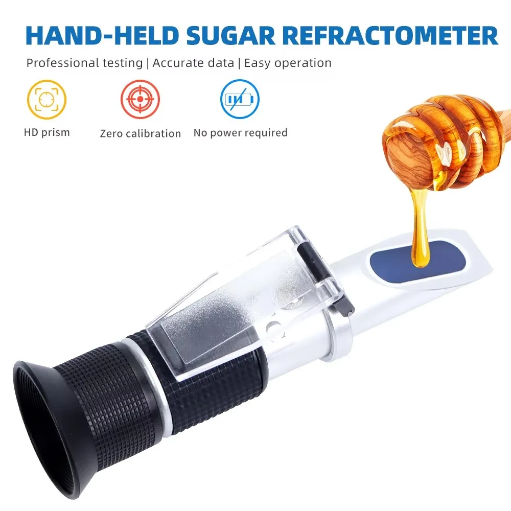 Misuratore di concentrazione di zucchero rifrattometro per miele portatile 0-80% Tester per saccharimetro Brix 0-80% per miele, frutta, zucchero alimentare ATC