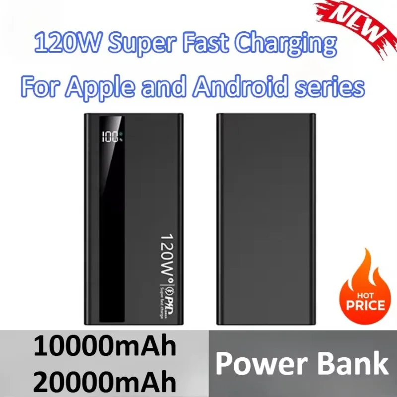 

10000mAh 20000mAh Power Bank 120W Super Fast Charging Portable External Battery For iPhone For Huawei For Samsung For Xiaomi