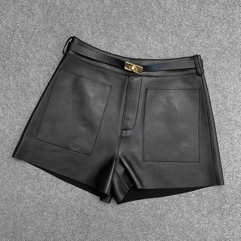 Factory New Arrival 2020 Real Sheepskin Leather Shorts Women Casual Genuine Leather Shorts Versatile