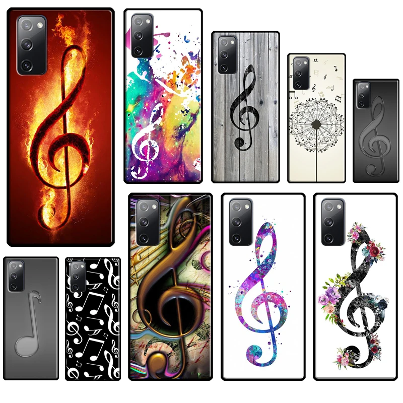 Treble Clef Music Note Silicone Case For Samsung Galaxy S23 S22 S21 Ultra Note 20 S8 S9 S10 Note 10 Plus S20 FE Cover