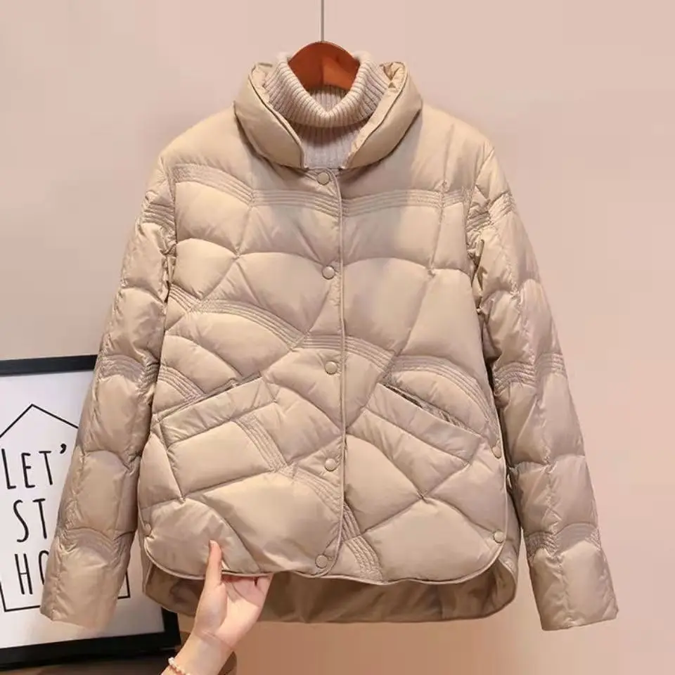 Autumn Winter Women Fashion Stand Collar Down Coat Ultra Light Cotton-padded jacket Jacket Windproof Female Puffer Parkas