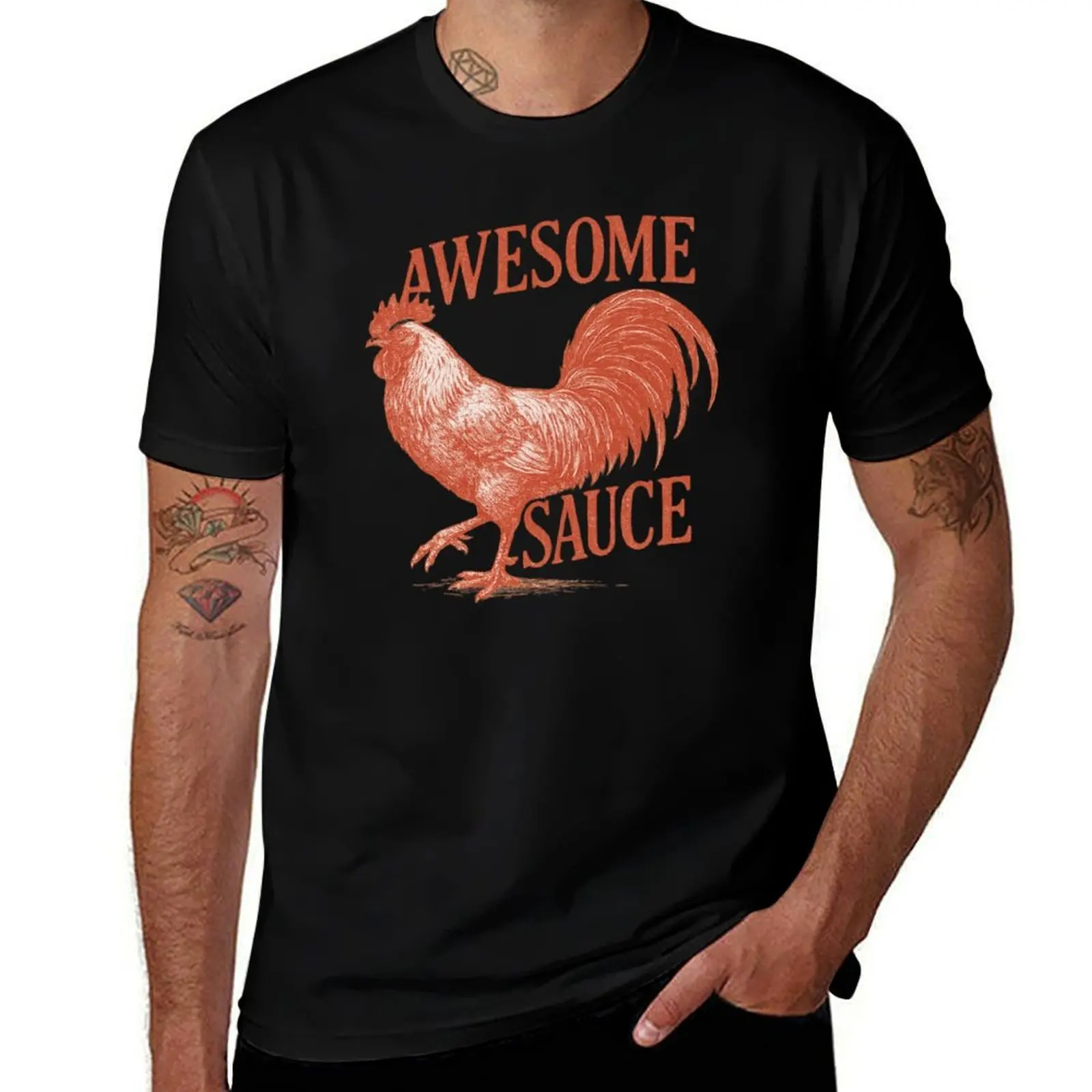 Awesome Sauce Rooster Shirt (As Seen in The Accountant 2) T-Shirt Holiday Casual Short Sleeve Top T-Shirt