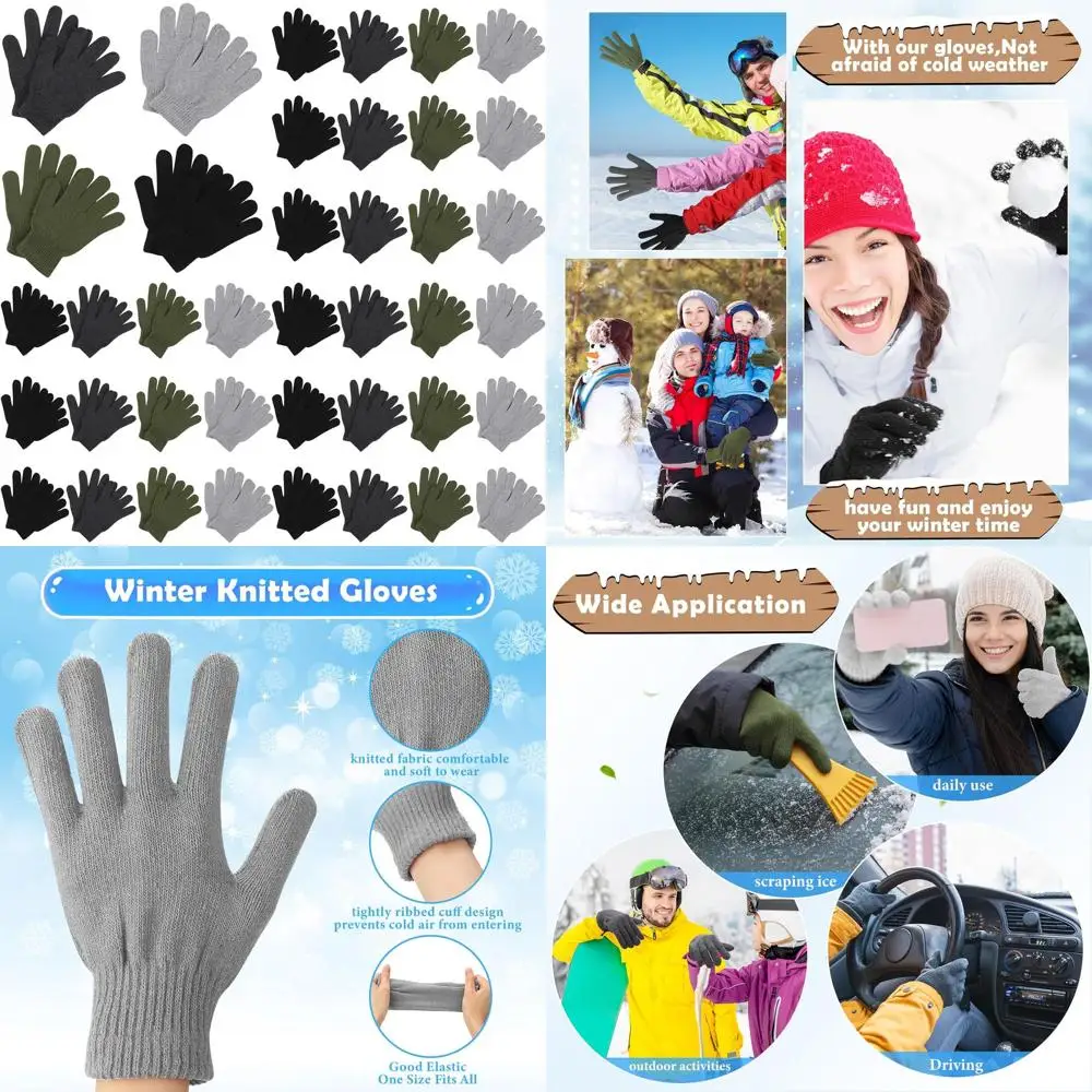 

100 Pack Warm Stretch Knit Gloves for Winter - Bulk Donation for Men & Women
