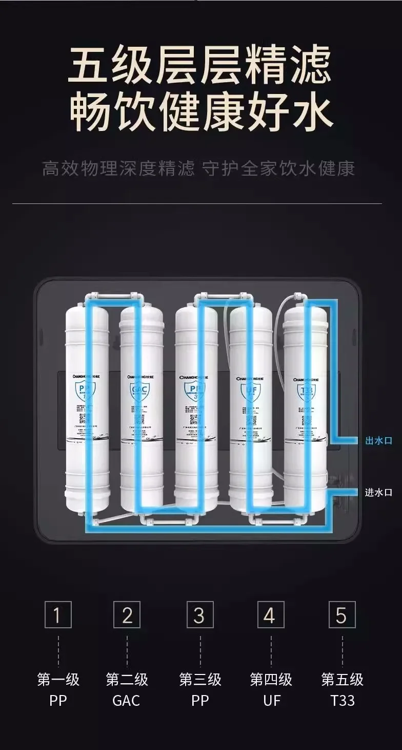 Pemurni air Changhong untuk minum langsung di rumah dengan sistem filtrasi keran