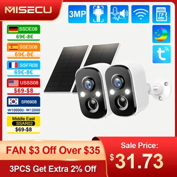 MISECU Tuya 3MP WIFI Sicherheit Batterie Kamera mit Solar Panel Wireless Outdoor Menschliche Erkennung Überwachung IP Kamera Zwei-wege Audio