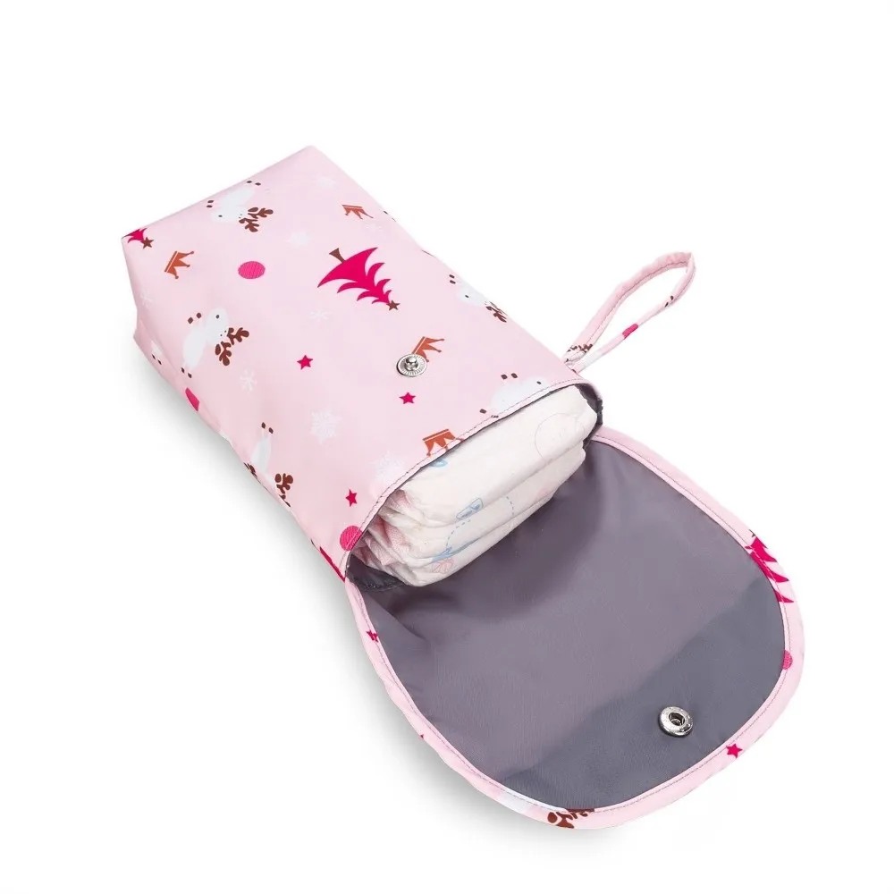Bolsa de pañales portátil de dibujos animados para bebé, tela Oxford, bolso de mamá de gran capacidad, bolsa de almacenamiento de pañales impermeable de mano para recién nacido