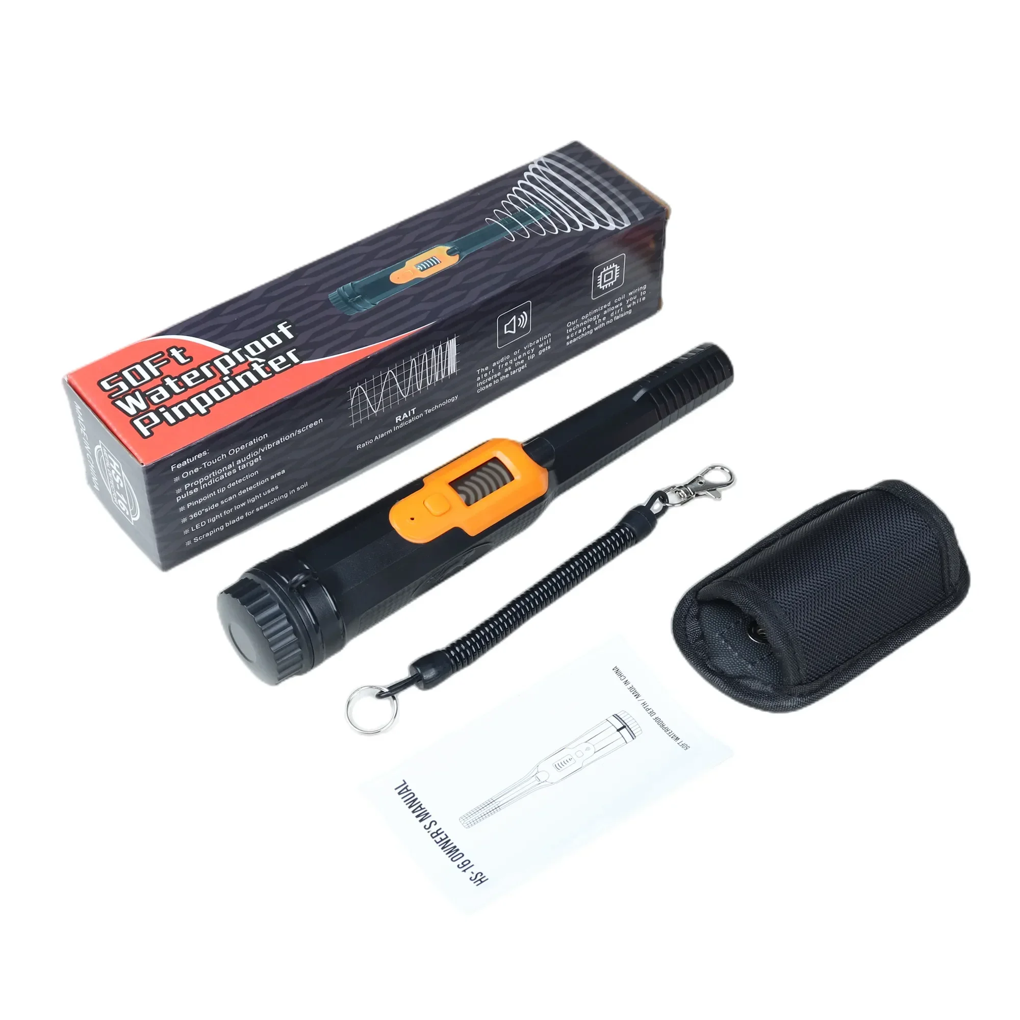 IP68 Fully Waterproof Portable Pinpointing Gold Metal Detector with LED Flashlight Security Detector  for Metal Coin Gold