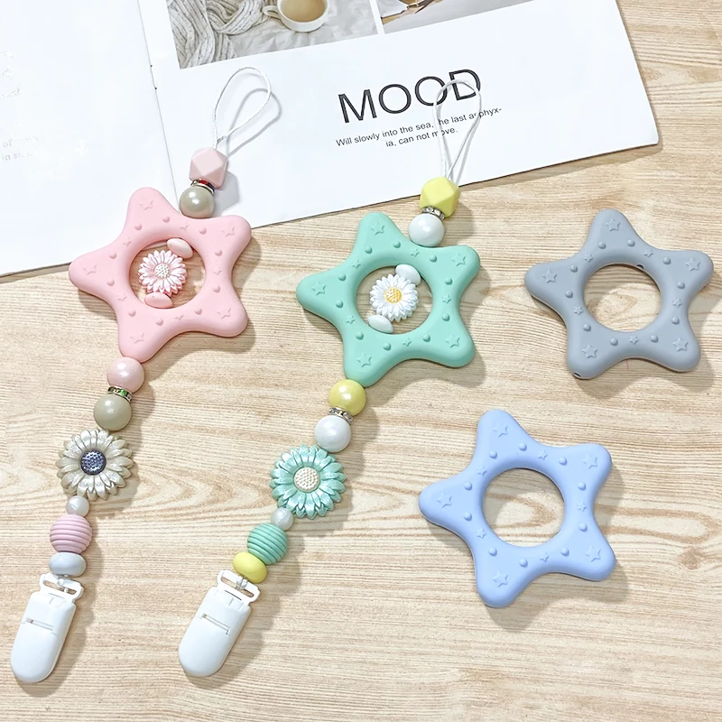 

1pcs New star silicone teether Food Grade Heart Round baby Teething toy