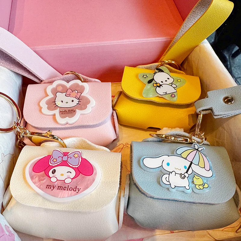 

anime Hello Kitty My Melody Cinnamoroll Multifunctional mini coin wallet Kawaii Pochacco Portable Headphone storage bag Gift