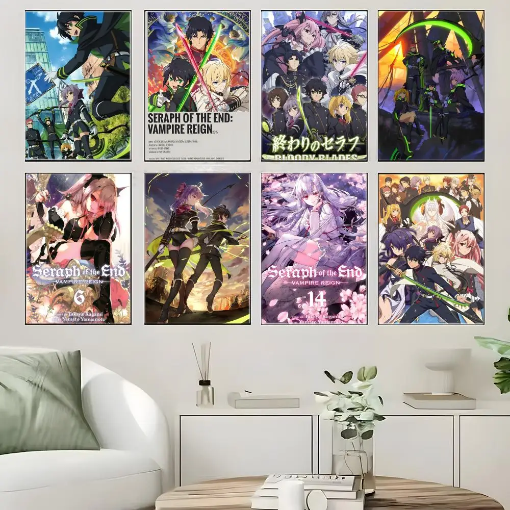Vampire Anime S-Seraph of the End Poster  Self-adhesive Art Waterproof Paper Sticker Coffee House Bar Room Wall Decor