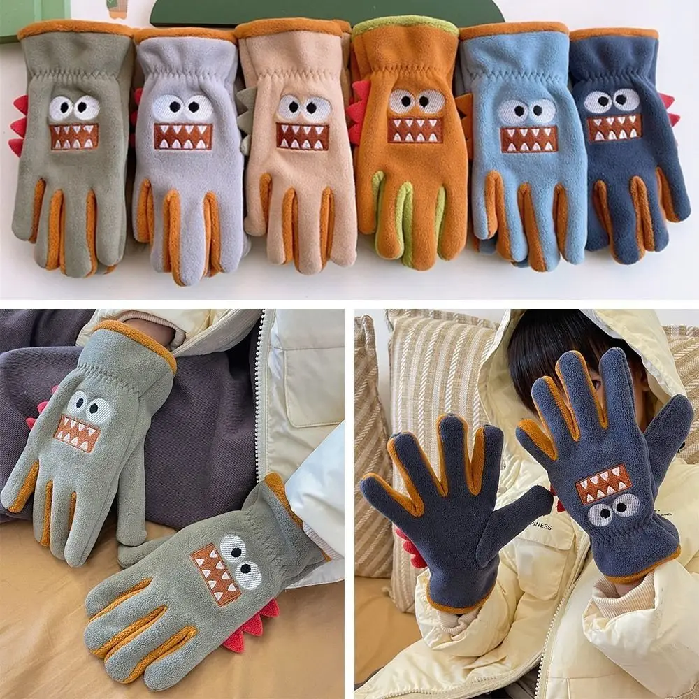 Детские зимние перчатки с защитой от холода, ветрозащитные перчатки, перчатки с пальцами, флисовые варежки, велосипедные лыжные перчатки