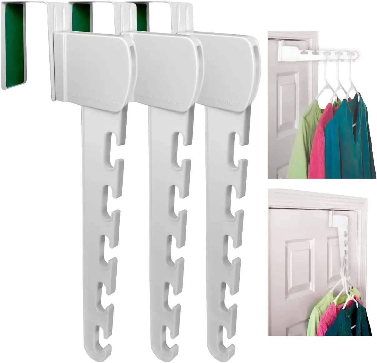 

Over the Door Hanger Organizer for Clothes, Space-Saving Cascading Hooks, White