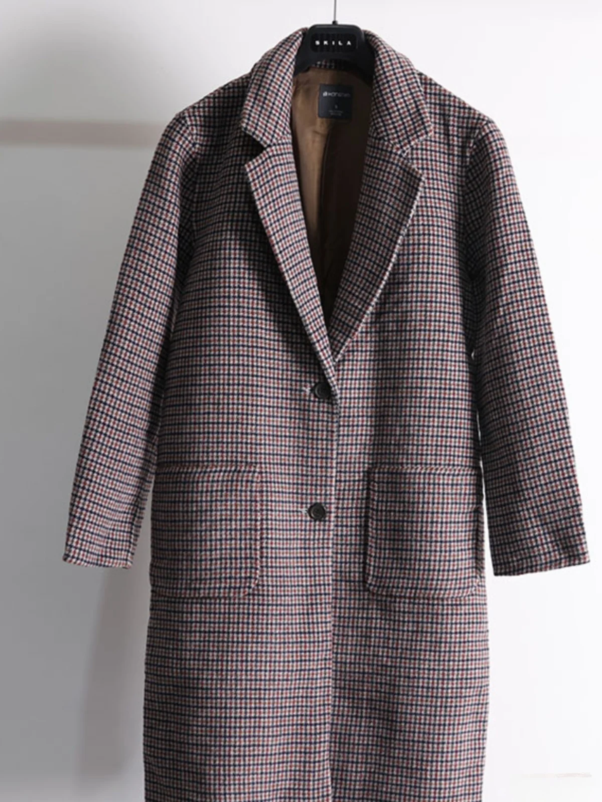 

Ladies Ele Plaid Woolen Coat Medium Length Faion Urban Sle Spring Season Stand Fit Suit Lapel Woolen Clothing