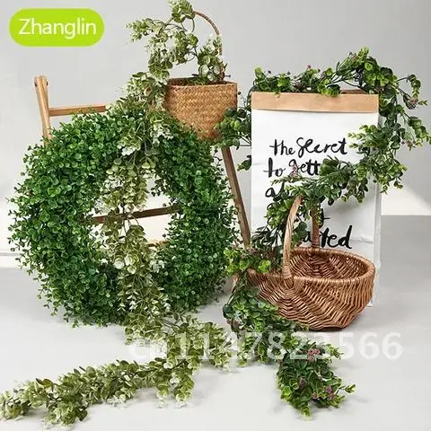 

Artificial Ivy Leaf Garland Plants Vine Fake Foliage Flowers Eucalyptus Green Rattan Ivy Wreath 16 Style High Quality Home Decor