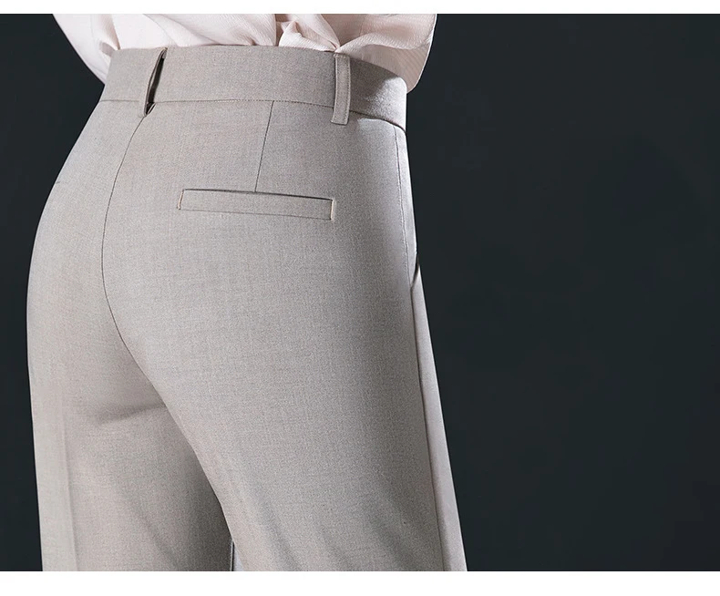 2025 Spring Fall Black Elegant Career Formal Suit Pants Women, Khaki Straight High Waist Loose Women's Work Trousers/cargo Pants