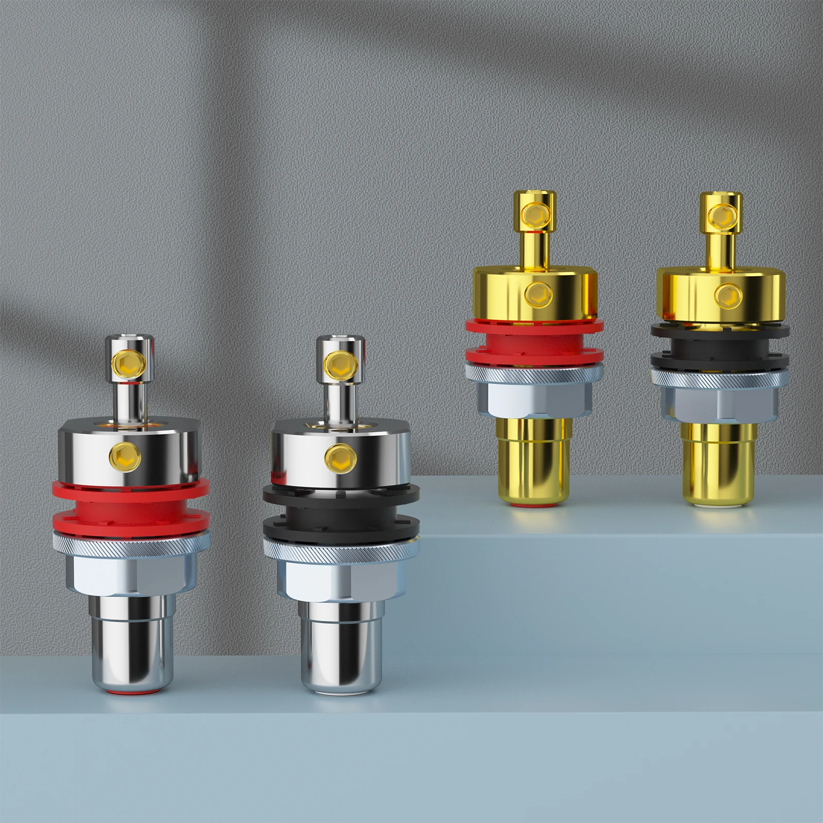 Monosaudio C406 Audio Connector Pure Copper Rhodium/Gold Plated RCA Connector Screw Locking RCA Female Socket Hifi Audio