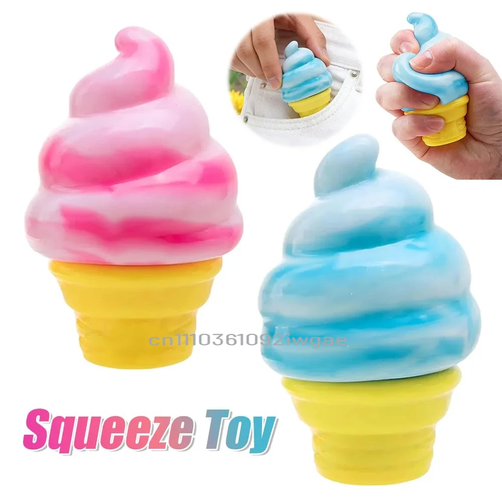

2026 New Creative Style Ice Cream Fidget Toy Ice Cream Cone Summer Sensory Toy Soft TPR Ice Cream Party Supplies